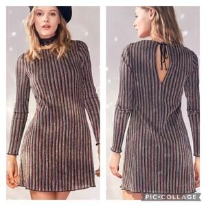 Urban Outfitters Kimchi Blue Sparkly Rainbow Stripe Dress Size Medium